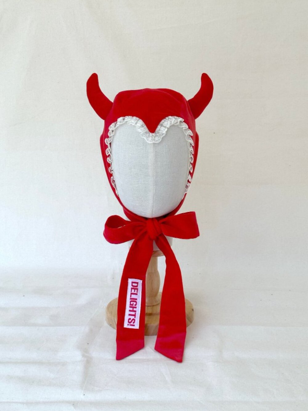 Devil Horn Hat Bonnet in red velvet by Delights!